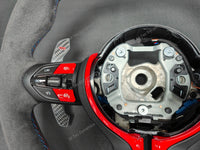 BMW F-SERIES NAPPA LEATHER TRI-STITCH / ALCANTARA / RED RING STEERING WHEEL - BMW 1 2 3 4 5 X SERIES (CUSTOM)