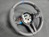 BMW F-SERIES NAPPA LEATHER TRI-STITCH / ALCANTARA / BLUE RING STEERING WHEEL - BMW 1 2 3 4 5 X SERIES (CUSTOM)