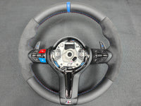 BMW F-SERIES NAPPA LEATHER TRI-STITCH / ALCANTARA / BLUE RING STEERING WHEEL - BMW 1 2 3 4 5 X SERIES (CUSTOM)