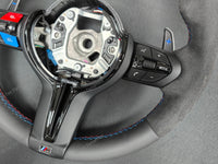 BMW F-SERIES NAPPA LEATHER TRI-STITCH / ALCANTARA / BLUE RING STEERING WHEEL - BMW 1 2 3 4 5 X SERIES (CUSTOM)