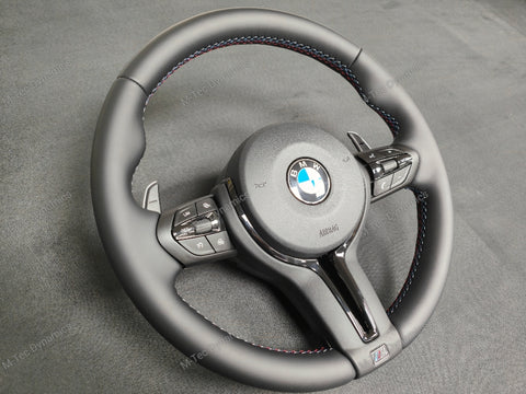 BMW F-SERIES NAPPA LEATHER TRI-STITCH / BLACK OUT / M4 FASCIA STEERING WHEEL - BMW 1 2 3 4 5 X SERIES
