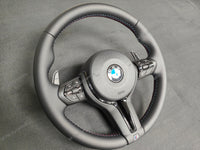 BMW F-SERIES NAPPA LEATHER TRI-STITCH / GLOSS BLACK / M4 FASCIA STEERING WHEEL - BMW 1 2 3 4 5 X SERIES