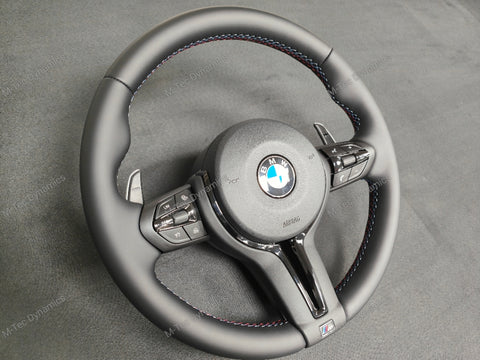 BMW F-SERIES NAPPA LEATHER TRI-STITCH / BLACK OUT / M4 FASCIA STEERING WHEEL - BMW 1 2 3 4 5 X SERIES