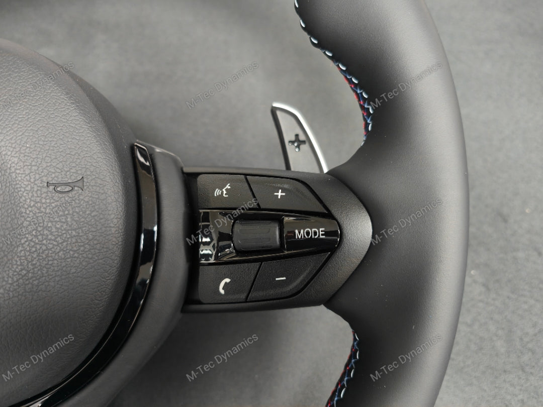 BMW F-SERIES NAPPA LEATHER TRI-STITCH / GLOSS BLACK / M4 FASCIA STEERING WHEEL - BMW 1 2 3 4 5 X SERIES