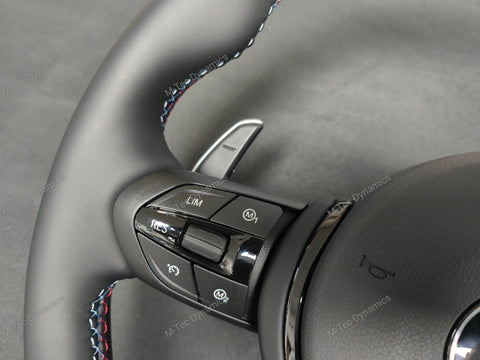 BMW F-SERIES NAPPA LEATHER TRI-STITCH / BLACK OUT / M4 FASCIA STEERING WHEEL - BMW 1 2 3 4 5 X SERIES