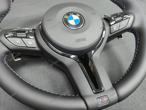 BMW F-SERIES NAPPA LEATHER TRI-STITCH / BLACK OUT / M4 FASCIA STEERING WHEEL - BMW 1 2 3 4 5 X SERIES
