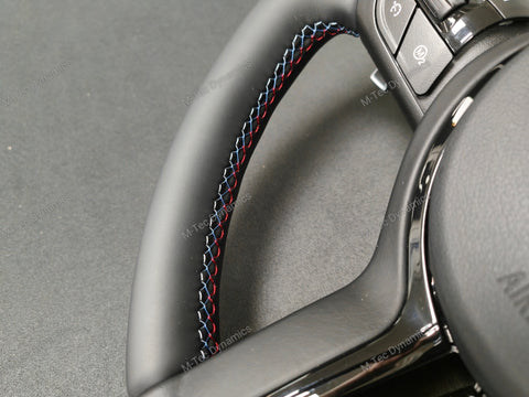 BMW F-SERIES NAPPA LEATHER TRI-STITCH / BLACK OUT / M4 FASCIA STEERING WHEEL - BMW 1 2 3 4 5 X SERIES