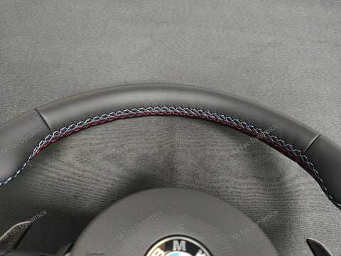 BMW F-SERIES NAPPA LEATHER TRI-STITCH / BLACK OUT / M4 FASCIA STEERING WHEEL - BMW 1 2 3 4 5 X SERIES