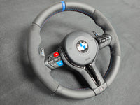 BMW F-SERIES NAPPA LEATHER TRI-STITCH / ALCANTARA / BLUE RING STEERING WHEEL - BMW 1 2 3 4 5 X SERIES (CUSTOM)