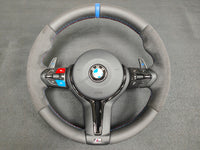 BMW F-SERIES NAPPA LEATHER TRI-STITCH / ALCANTARA / BLUE RING STEERING WHEEL - BMW 1 2 3 4 5 X SERIES (CUSTOM)