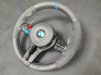 BMW F-SERIES NAPPA LEATHER TRI-STITCH / ALCANTARA / BLUE RING STEERING WHEEL - BMW 1 2 3 4 5 X SERIES (CUSTOM)