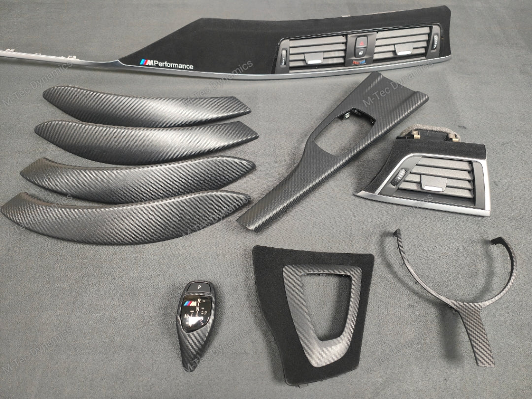 WRAPPING SERVICE - BMW F3X INTERIOR TRIM SET - 3D CARBON / ALCANTARA / SILVER ACCENT - (F30 F31 F32 F33 F36)