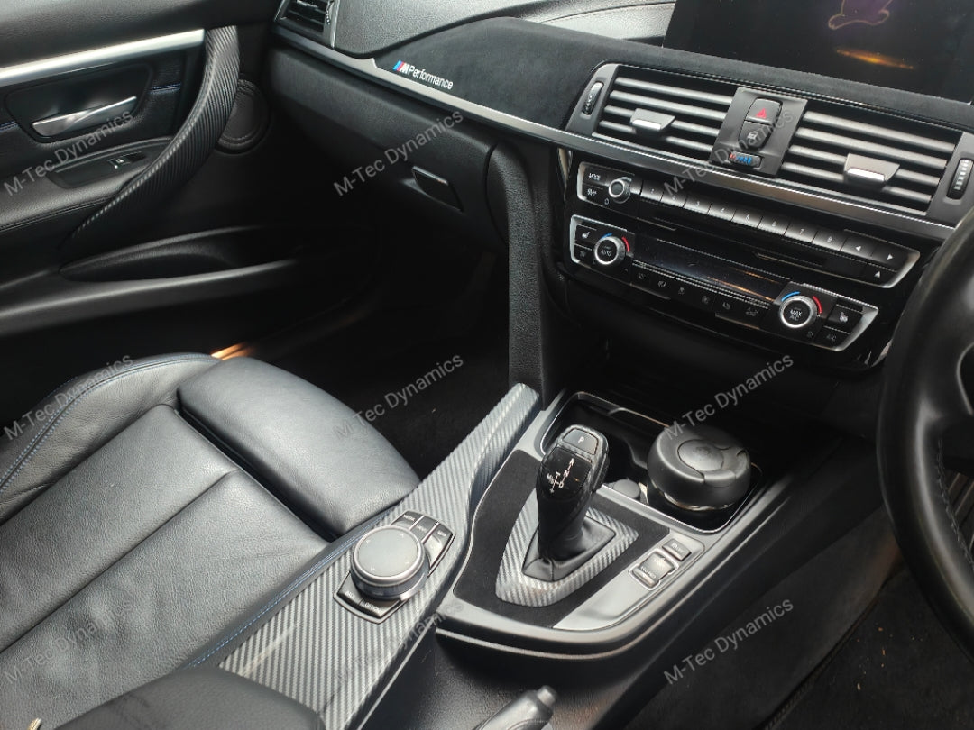 WRAPPING SERVICE - BMW F3X INTERIOR TRIM SET - 3D CARBON / ALCANTARA / SILVER ACCENT - (F30 F31 F32 F33 F36)