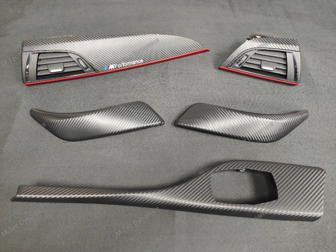 BMW F21 F22 INTERIOR TRIM SET - 3D CARBON / OEM RED ACCENT