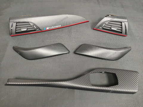 BMW F21 F22 INTERIOR TRIM SET - 3D CARBON / OEM RED ACCENT (#26)