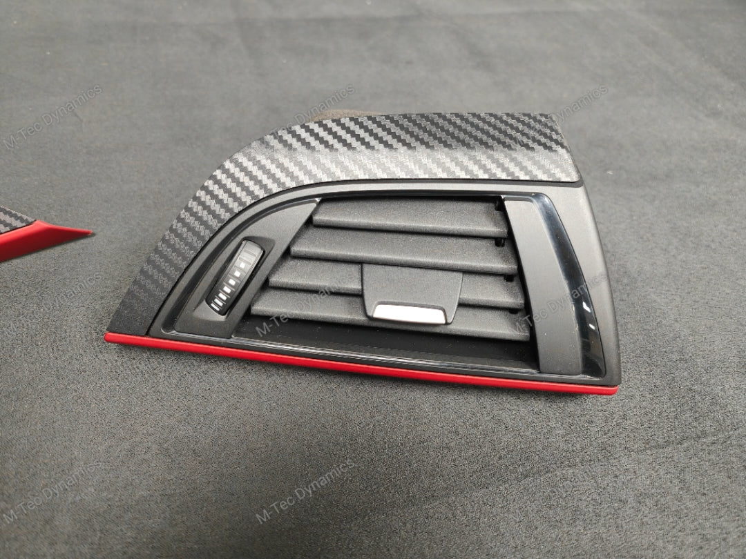 BMW F21 F22 INTERIOR TRIM SET - 3D CARBON / OEM RED ACCENT