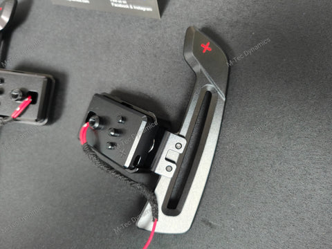 BMW F-SERIES MAGNETIC PADDLE SHIFTERS BILLET ALUMINIUM PDK STYLE - GLOSS BLACK - RED