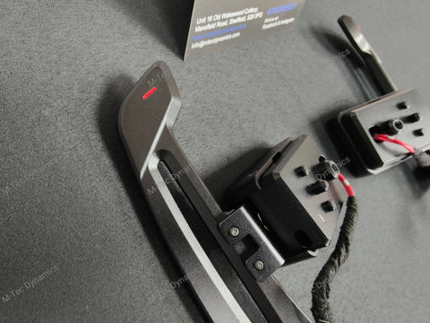 BMW F-SERIES MAGNETIC PADDLE SHIFTERS BILLET ALUMINIUM PDK STYLE - GLOSS BLACK - RED