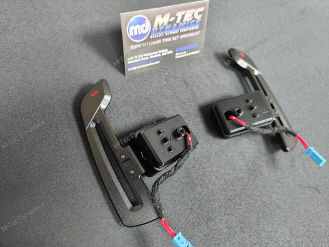 BMW F-SERIES MAGNETIC PADDLE SHIFTERS BILLET ALUMINIUM PDK STYLE - GLOSS BLACK - RED