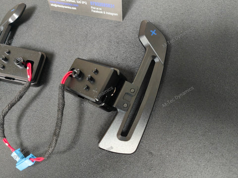 BMW F-SERIES MAGNETIC PADDLE SHIFTERS BILLET ALUMINIUM PDK STYLE - GLOSS BLACK - BLUE