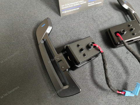 BMW F-SERIES MAGNETIC PADDLE SHIFTERS BILLET ALUMINIUM PDK STYLE - GLOSS BLACK - BLUE