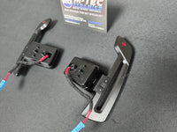 BMW F-SERIES MAGNETIC PADDLE SHIFTERS BILLET ALUMINIUM PDK STYLE - GLOSS BLACK - RED