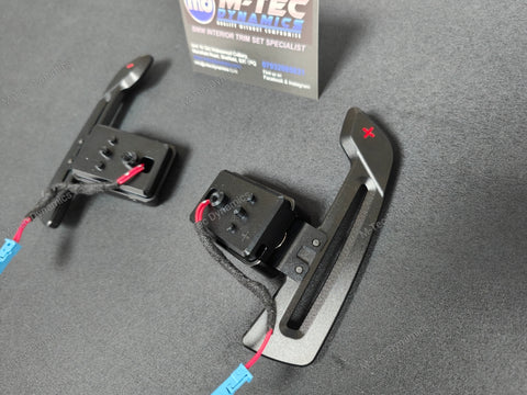 BMW F-SERIES MAGNETIC PADDLE SHIFTERS BILLET ALUMINIUM PDK STYLE - GLOSS BLACK - RED