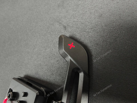 BMW F-SERIES MAGNETIC PADDLE SHIFTERS BILLET ALUMINIUM PDK STYLE - GLOSS BLACK - RED