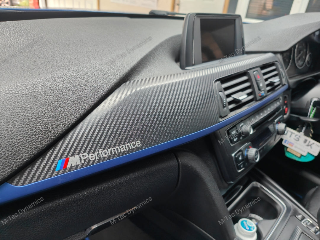 WRAPPING SERVICE - BMW F3X INTERIOR TRIM SET - 3D CARBON / BLUE ACCENT (F30 F31 F32 F33 F36)