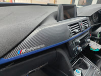 WRAPPING SERVICE - BMW F3X INTERIOR TRIM SET - 3D CARBON / BLUE ACCENT (F30 F31 F32 F33 F36)