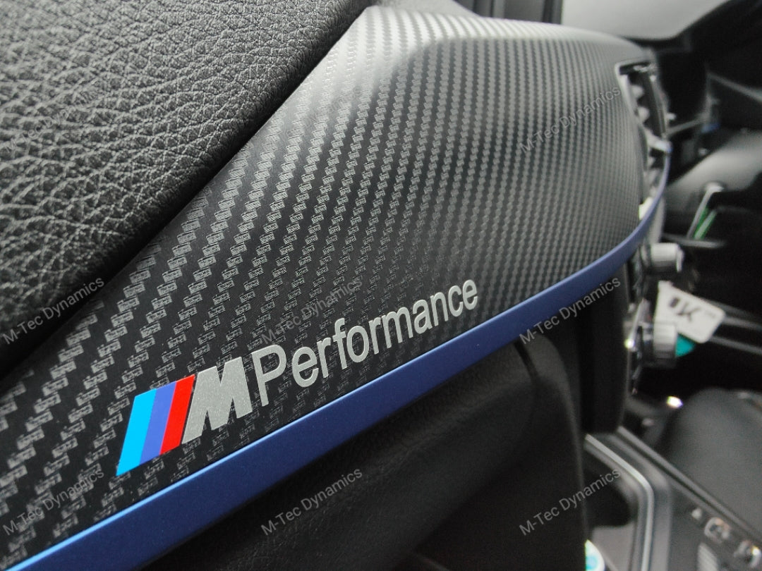 WRAPPING SERVICE - BMW F3X INTERIOR TRIM SET - 3D CARBON / BLUE ACCENT (F30 F31 F32 F33 F36)