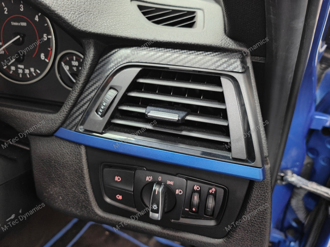 WRAPPING SERVICE - BMW F3X INTERIOR TRIM SET - 3D CARBON / BLUE ACCENT (F30 F31 F32 F33 F36)