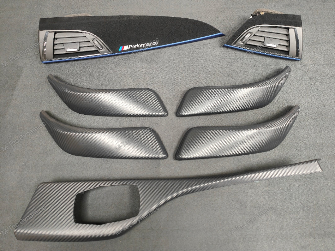 BMW F20 INTERIOR TRIM SET - 3D CARBON / ALCANTARA / BLUE ACCENT