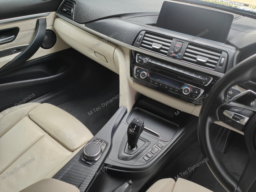 WRAPPING SERVICE - BMW F3X INTERIOR TRIM SET - 3D CARBON / SILVER ACCENT (F30 F31 F32 F33 F36)