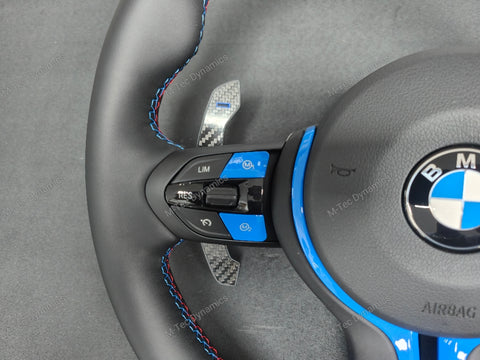 BMW F-SERIES NAPPA LEATHER TRI-STITCH / CUSTOM BLUE DETAIL / BLUE RING STEERING WHEEL - BMW 1 2 3 4 5 X SERIES
