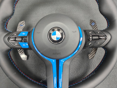 BMW F-SERIES NAPPA LEATHER TRI-STITCH / CUSTOM BLUE DETAIL / BLUE RING STEERING WHEEL - BMW 1 2 3 4 5 X SERIES