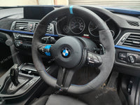 WRAPPING SERVICE - BMW F3X INTERIOR TRIM SET - TEXTURED CARBON / ALCANTARA / BLUE ACCENT - (F30 F31 F32 F33 F36)