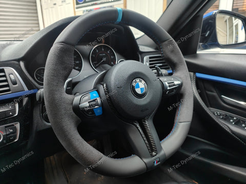 WRAPPING SERVICE - BMW F3X F8X CUSTOM INTERIOR TRIM SET - ALCANTARA / BLUE / TEXTURED CARBON