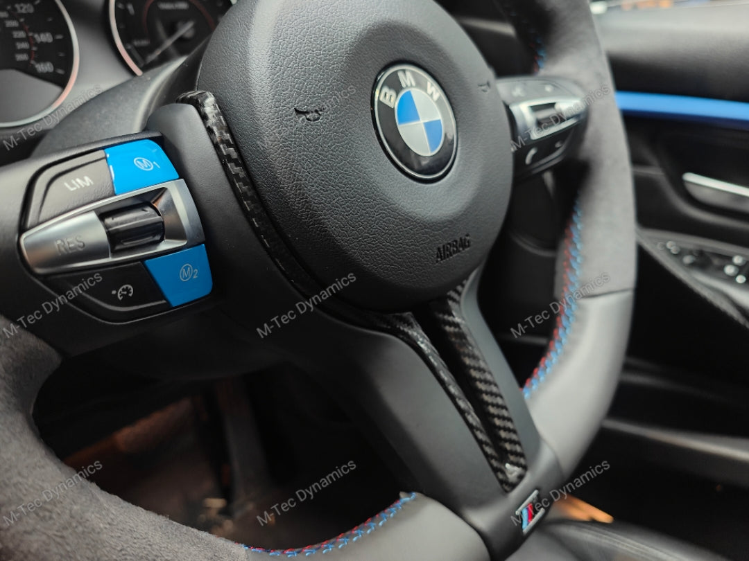 WRAPPING SERVICE - BMW F3X INTERIOR TRIM SET - TEXTURED CARBON / ALCANTARA / BLUE ACCENT - (F30 F31 F32 F33 F36)