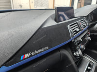 WRAPPING SERVICE - BMW F3X INTERIOR TRIM SET - TEXTURED CARBON / ALCANTARA / BLUE ACCENT - (F30 F31 F32 F33 F36)