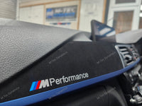 WRAPPING SERVICE - BMW F3X INTERIOR TRIM SET - TEXTURED CARBON / ALCANTARA / BLUE ACCENT - (F30 F31 F32 F33 F36)