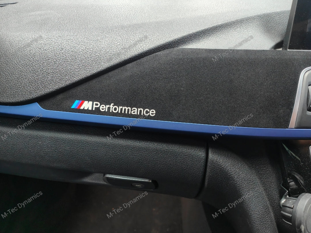 WRAPPING SERVICE - BMW F3X INTERIOR TRIM SET - TEXTURED CARBON / ALCANTARA / BLUE ACCENT - (F30 F31 F32 F33 F36)