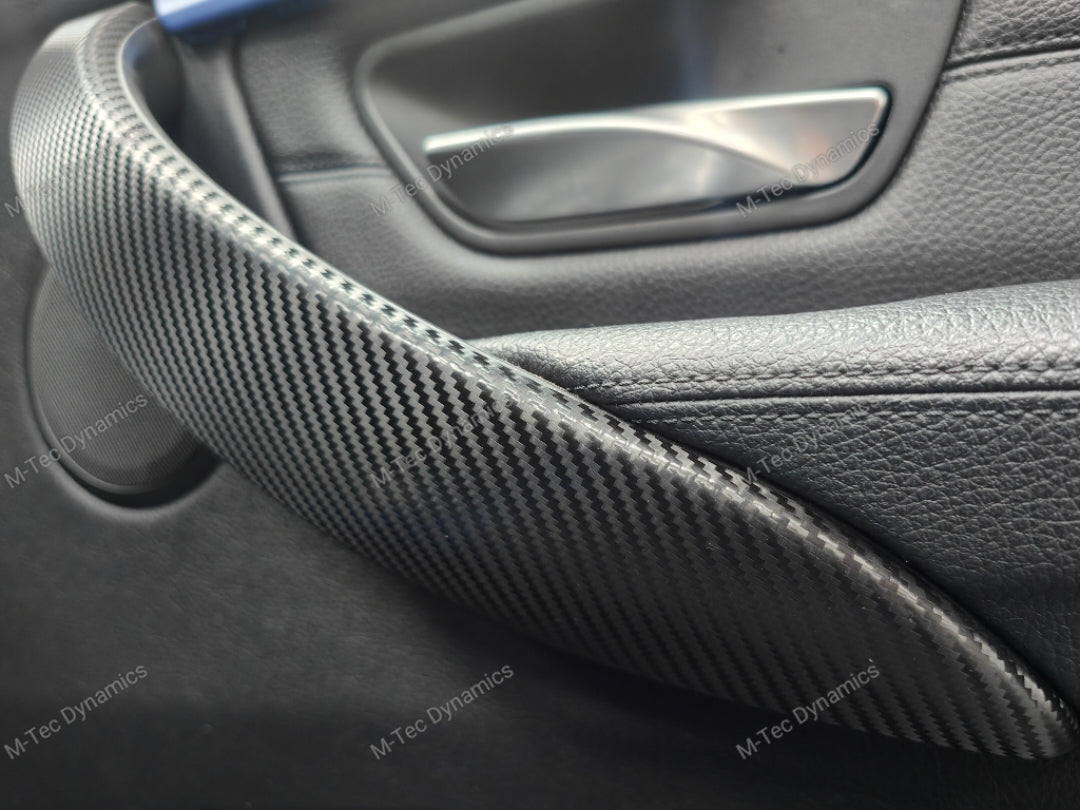 WRAPPING SERVICE - BMW F3X INTERIOR TRIM SET - TEXTURED CARBON / ALCANTARA / BLUE ACCENT - (F30 F31 F32 F33 F36)