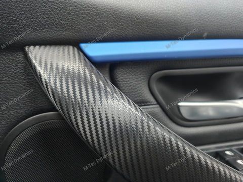 WRAPPING SERVICE - BMW F3X F8X CUSTOM INTERIOR TRIM SET - ALCANTARA / BLUE / TEXTURED CARBON