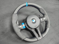 BMW F-SERIES NAPPA LEATHER TRI-STITCH / ALCANTARA / BLUE RING STEERING WHEEL - BMW 1 2 3 4 5 X SERIES