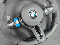 BMW F-SERIES NAPPA LEATHER TRI-STITCH / ALCANTARA / BLUE RING STEERING WHEEL - BMW 1 2 3 4 5 X SERIES