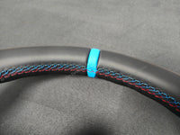 BMW F-SERIES NAPPA LEATHER TRI-STITCH / ALCANTARA / BLUE RING STEERING WHEEL - BMW 1 2 3 4 5 X SERIES