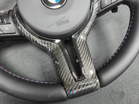 BMW F-SERIES NAPPA LEATHER TRI-STITCH / CUSTOM BLACK OUT / CARBON FIBRE M4 FASCIA STEERING WHEEL - BMW 1 2 3 4 5 X SERIES