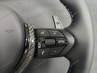 BMW F-SERIES NAPPA LEATHER TRI-STITCH / CUSTOM BLACK OUT / CARBON FIBRE M4 FASCIA STEERING WHEEL - BMW 1 2 3 4 5 X SERIES