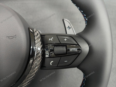 BMW F-SERIES NAPPA LEATHER TRI-STITCH / CUSTOM BLACK OUT / CARBON FIBRE M4 FASCIA STEERING WHEEL - BMW 1 2 3 4 5 X SERIES
